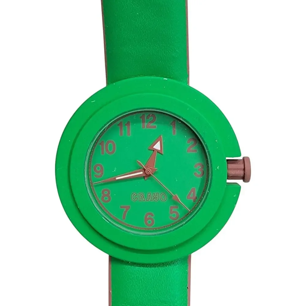 Crayo Crazy For Color Green Brown Analog Quartz Watch Silicone Band Battery